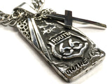 Route 66 Dog Tag Cross Necklace Curb Chain High Relief Detail Jesus Biker Jewelry Heavy Chain Men Christian Jewelry Jewellery