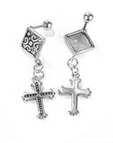 Athletic silver cross dangle earrings with screw back posts hypoallergenic stud cross for women men drop cross of jesus jewelry jewellery