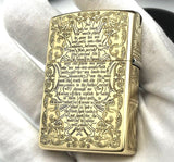 Brass Lighter Holy Bible Flint Cigarette Lighter Smoking Accessory Embossed Crucifix Cross Deep Filigree Antiqued Accents God Jesus