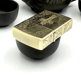 Brass Lighter Holy Bible Flint Cigarette Lighter Smoking Accessory Embossed Crucifix Cross Deep Filigree Antiqued Accents God Jesus