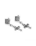 Athletic silver cross dangle earrings with screw back posts hypoallergenic stud cross for women men drop cross of jesus jewelry jewellery