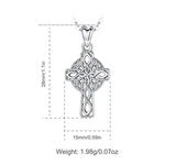 Irish Celtic Solid Sterling Silver Cross Necklace Interwoven S925 Pendant for Women Cast Jewelry link Chain Jewellery for Girls