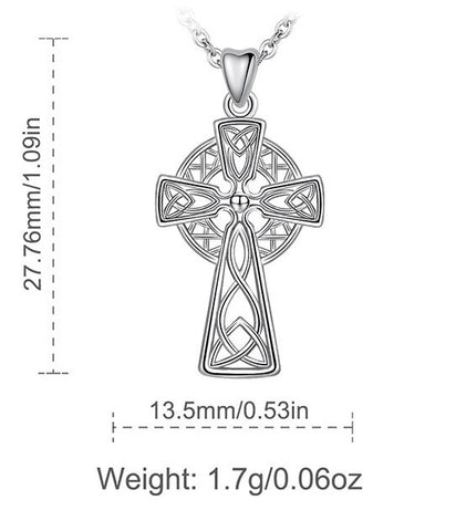 Irish Celtic Solid Sterling Silver Cross Necklace Intricate S925 Pendant for Women Cast Jewelry link Chain Jewellery for Girls