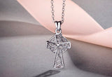 Irish Celtic Solid Sterling Silver Cross Necklace Intricate S925 Pendant for Women Cast Jewelry link Chain Jewellery for Girls