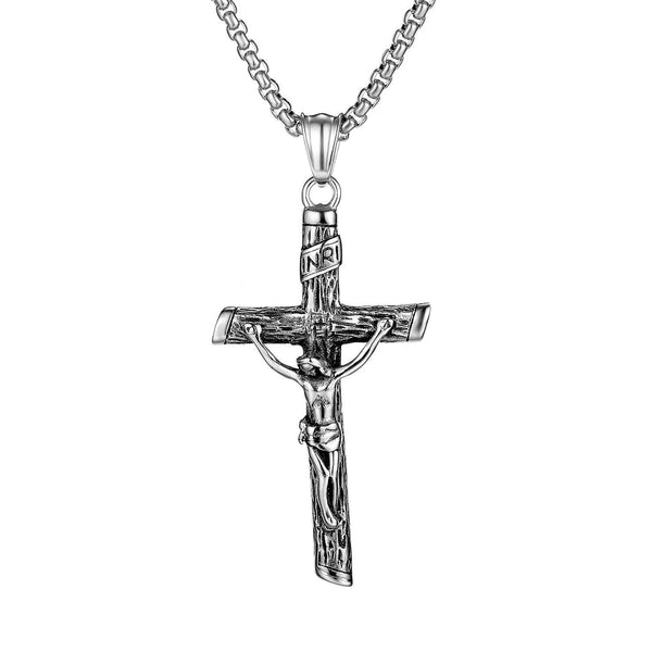 Ancient Crucifix Cross Catholic Orthodox INRI Necklace for Men Gold Black Waterproof Stainless Steel hip hop Jesus