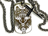 Wolf Dog Tag Crazy Western Adorned Necklace Biker Waterproof Medallion Heavy Chain for Mens Wanderlust Jewelry Jewellery