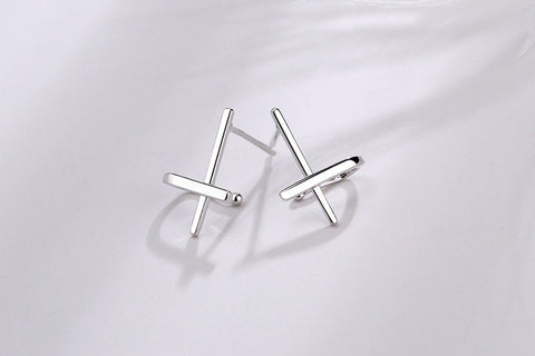 Dainty Solid Sterling Silver Cross Huggie Earrings 925 for Girls Women Silver Jesus Cross Post Wedding Jewelry Simple Christ Cross