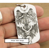 Wolf Dog Tag Crazy Western Adorned Necklace Biker Waterproof Medallion Heavy Chain for Mens Wanderlust Jewelry Jewellery