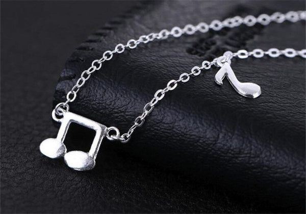 Silver Music Note Necklace music lover aficionado band member music teacher 925 sterling silver Elegant Modern Womans Girls Jewelry