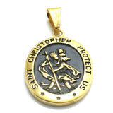 Saint Christopher Necklace Mens Medal Protect Travelers Silver Black Gold All Stainless Steel Medallion Patron Saint