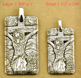 solid sterling silver engraved s999 dog tag jesus image crucifix cross necklace calvary biker waterproof medallion mens christian jewelry