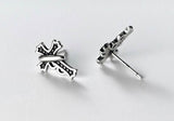 Solid Sterling Silver Cross Cuff Earring Vine Prayer S925 Hypoallergenic Back Elegant Dainty Sparkling Jewelry young girls