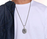 Saint Christopher Necklace Mens Medal Protect Travelers Silver Black Gold All Stainless Steel Medallion Patron Saint