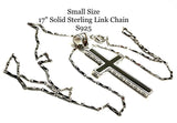 Solid Sterling Silver Cross S925 with Black Accent Stainless Steel Chain necklace for Men Women Old World Cross 2 Color Wheat Chain Jesus