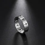 Ring Multi Cross All Stainless Steel Slender 3/16 inch Width Band Rings for Men Women Girls Wedding Rings Jewelry Jewellery