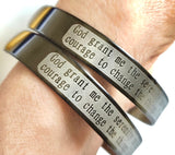 Silver Serenity Prayer Cuff Bracelet All Stainless Steel Bangle Engraved Cuff