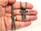 Gothic Crucifix Catholic Cross Ancient Crucifix Russian Orthodox Necklace Silver Gold Heavy Stainless Steel Thick Chain Jewelry