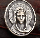 Gorgeous Mary Madonna halo nimbus Necklace Full Facial Profile Catholic Holy Mary Mother of God All Tin Antiqued Waterproof Orthodox