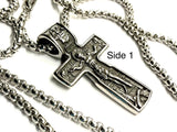 Ancient Crucifix Russian Orthodox Cross All Silver Necklace for Men Stainless Steel Viking Jesus