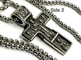 Gothic Crucifix Catholic Cross Ancient Crucifix Russian Orthodox Necklace Silver Gold Heavy Stainless Steel Thick Chain Jewelry