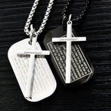 Immanuel Lords Prayer Necklace Dog Tag Our Father Cross Thick with Chain Exclusive Design Pendant for Mens Boys Christian Jewelry