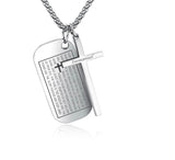 Immanuel Lords Prayer Necklace Dog Tag Our Father Cross Thick with Chain Exclusive Design Pendant for Mens Boys Christian Jewelry