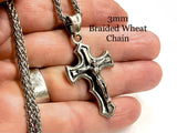 Solid Sterling Silver Cross and Chain Celtic Viking Vine Crucifix Necklace for Women Old World Catholic Silver S925 Cross Chain Jesus