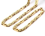 SET - Byzantine Cross Bracelet and Necklace Chain 2 Piece Set Gold Sideways Horizontal Jewelry Waterproof Hypoallergenic Stainless Steel