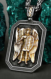 Gold Silver Saint Michael Winged Angel Waterproof Stainless Steel Protect Us Shield Silver St Michaels Patron Saint Police Officers Soldiers