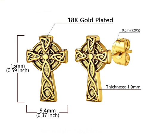 Cross Earrings Celtic Knot Studs Silver Gold Black Irish Post Style Jewelry for Weddings Bridesmaids hypoallergenic Jewellery for Women