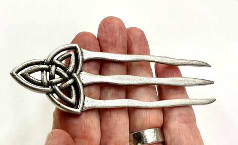 hair pic celtic knot 3 prong heavy long huge viking pullback hairpin hairstyle clip hair accessories