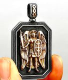 Gold Silver Saint Michael Winged Angel Waterproof Stainless Steel Protect Us Shield Silver St Michaels Patron Saint Police Officers Soldiers