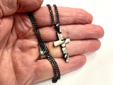 Camouflage Cross Necklace Military Grey and Black Mens Waterproof Hypoallergenic Stainless Steel Black Curb Chain Crucifix Boys Jewelry