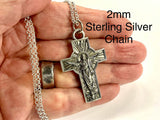 Gorgeous Vintage Jesus Ascension Cross Solid Sterling Silver Prince of Peace Dove Crucifix Catholic Antiqued Chain