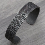 Celtic bracelet knot tree of life black irish viking waterproof hypoallergenic stainless steel thick mens man biker cuff bangle forged iron