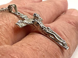 Small solid sterling silver crucifix cross of jesus christ s925 necklace men women inri catholic crucifix orthodox