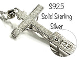 Small solid sterling silver crucifix cross of jesus christ s925 necklace men women inri catholic crucifix orthodox