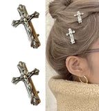 cross crucifix hair clips mini barrettes vintage silver crosses hairpin jewelry hairstyles accessories jewellery