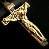 Heavy Crucifix Cross Necklace Guaranteed Waterproof All Stainless Steel Super High Relief Chain Jesus Jewelry Catholic Crucifix Orthodox