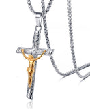 Ancient Crucifix Cross Catholic Orthodox INRI Necklace for Men Gold Black Waterproof Stainless Steel hip hop Jesus