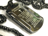 Serenity Prayer Dog Tag Necklace Waterproof serene prayer Pendant Bible Scripture Silver Black Gold Super Thick Cross for Men