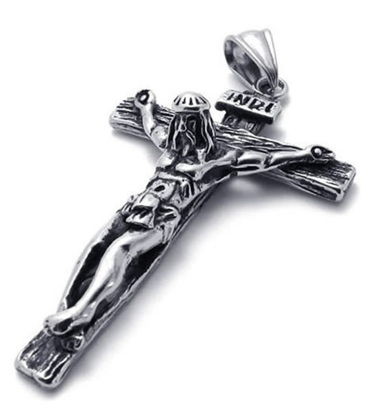 Heavy Crucifix Cross Necklace Guaranteed Waterproof All Stainless Steel Super High Relief Chain Jesus Jewelry Catholic Crucifix Orthodox