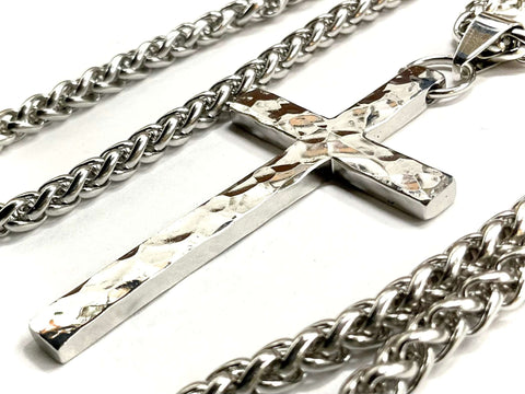 Large Silver Cross Necklace Hand Cut and Hand Hammered Handmade Custom Pendant popular size Women Men Girls Boys Christian Jewelry Jewellery