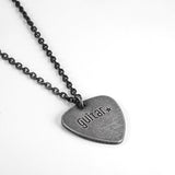 Guitar Pick Necklace Black Silver Waterproof Hypoallergenic Stainless Steel Pendant Heavy Chain Mens and Boys Jewelry jewellery