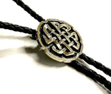 Bolo Celtic Knot Western Cowboy Cross Bolo Tie necklace Silver Antique Black Draw String cross suit tie Cord Square Dance Western wear Jesus