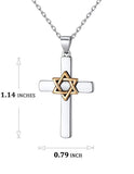 Sterling silver messianic star of david with cross necklace pendant gold cross crucifix high quality necklace jesus the seal of solomon