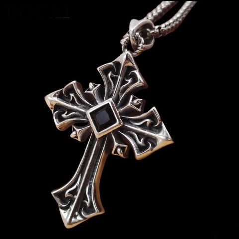 Calla lilie Solid Sterling Silver Cross Black Zircon Necklace S925 easter Jewelry Women Girls rebirth resurrection