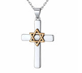 Sterling silver messianic star of david with cross necklace pendant gold cross crucifix high quality necklace jesus the seal of solomon