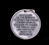 Solid Sterling Silver Serenity Prayer Coin Necklace Praying Hands Raised Lettering Sobriety Coin Necklace one day at a time