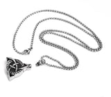 Irish Celtic Knot Triangle Memorial Urn Cross Silver Necklace Pet Cremation Waterproof Stainless Steel Urn for Ashes Remains Men Woman Jewellery